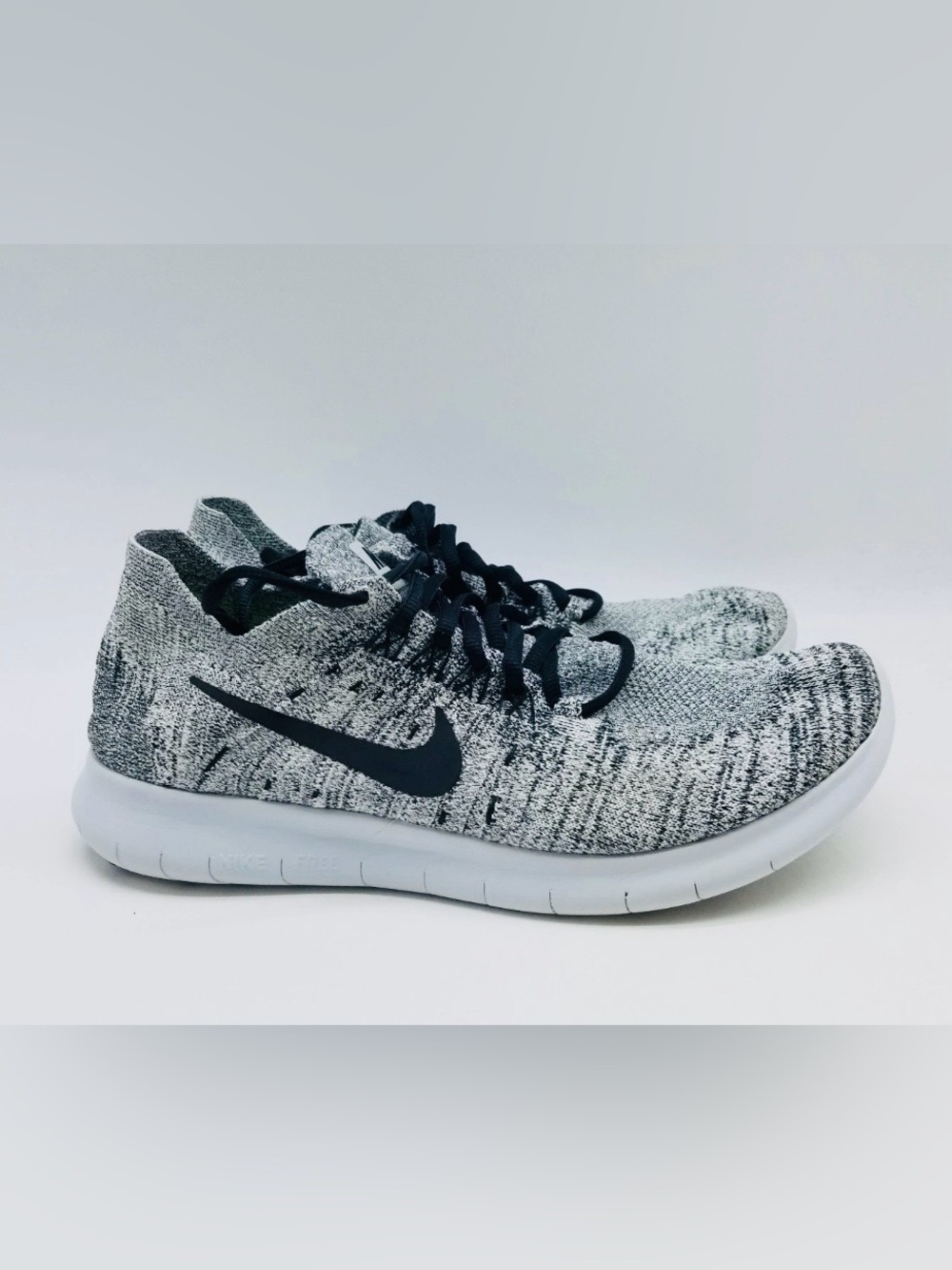 Nike Free RN Flyknit Gray Black Oreo 880844-101 Running Sneakers Shoes-Womens 6